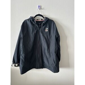 Disney Parks Windbreaker Jacket Adult Size 1X Black Full Zip Hooded Mickey Mouse